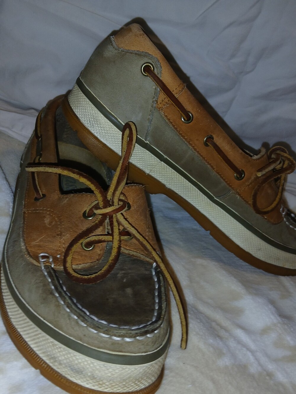 Wiman's SIZE 6 1/2 Bass Boat Shoes in Brown and Taupe